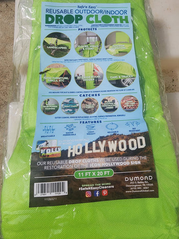 SAFE N EASY - REUSABLE OUTDOOR/INDOOR DROPCLOTH- 11'x20' (7084)